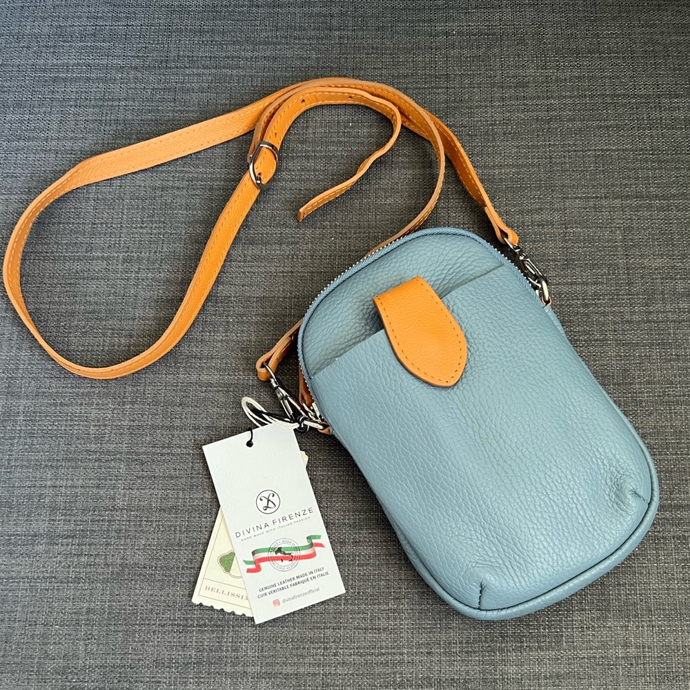 NWT DIVINA FIRENZE PHONE SMALL CROSSBODY BAG PURSE ITALIAN LEATHER